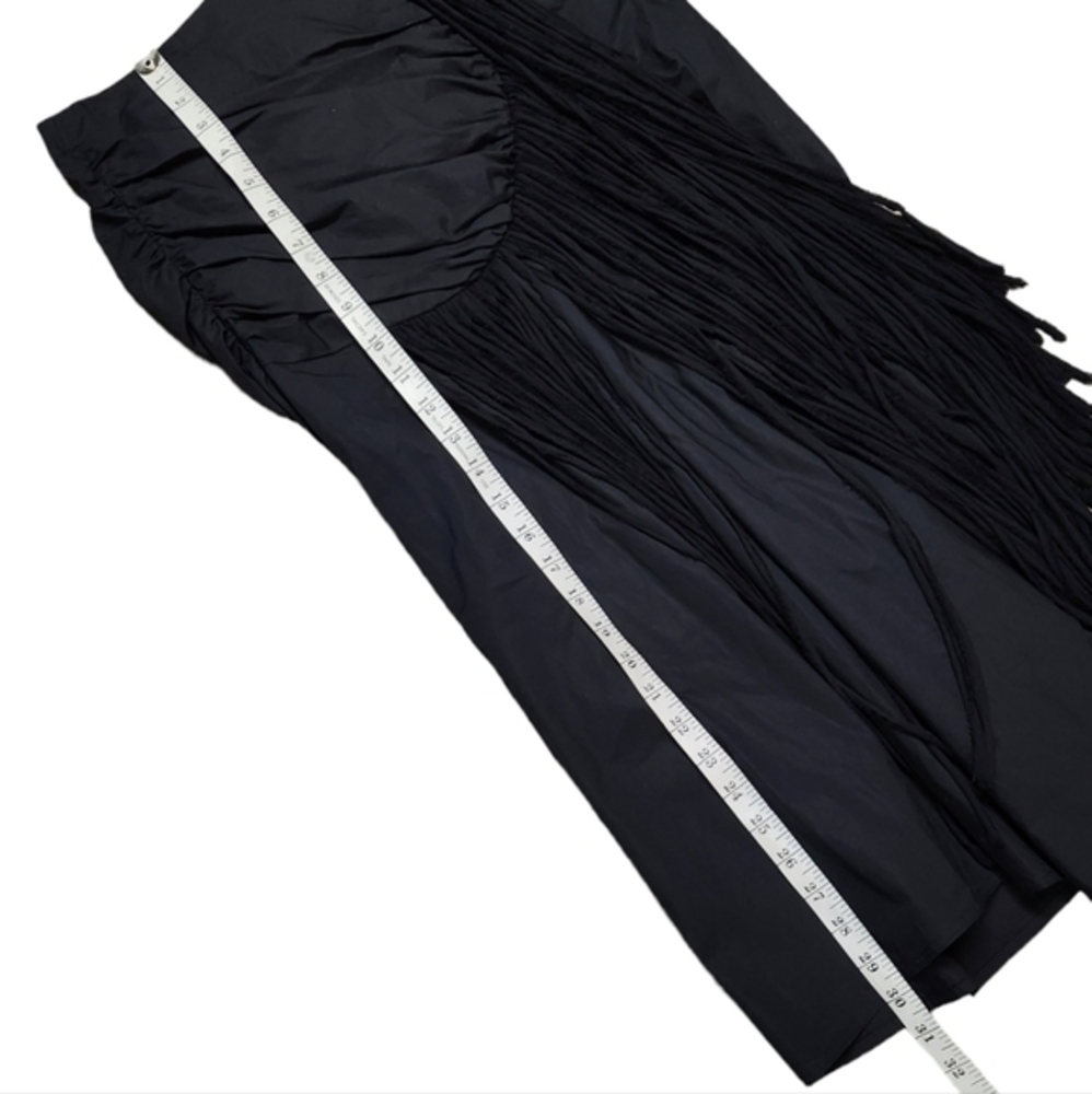 TORY BURCH COTTON SILK FRINGE MIDI SKIRT BLACK 2 - Picture 8 of 12
